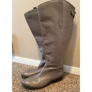 Sam Edelman gray leather zipper back boots